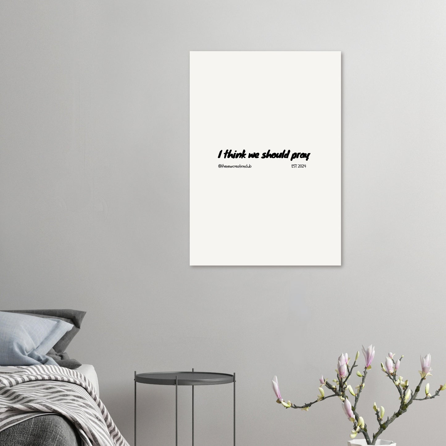 Christliches Poster mit Gebetsaufforderung – Minimalistisch in Schwarz-Weiß