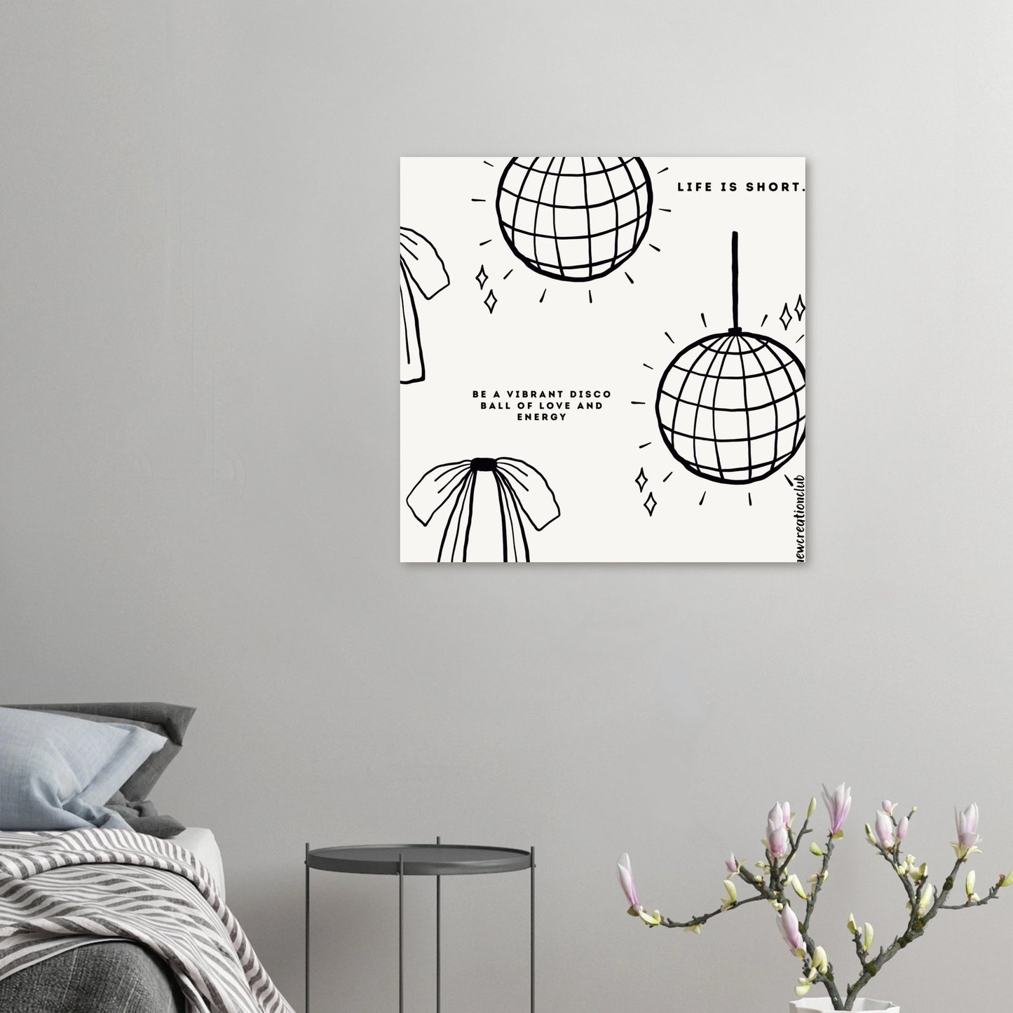 Inspirational Christian Poster - 'Life is Too Short' Vibrant Disco Ball Design