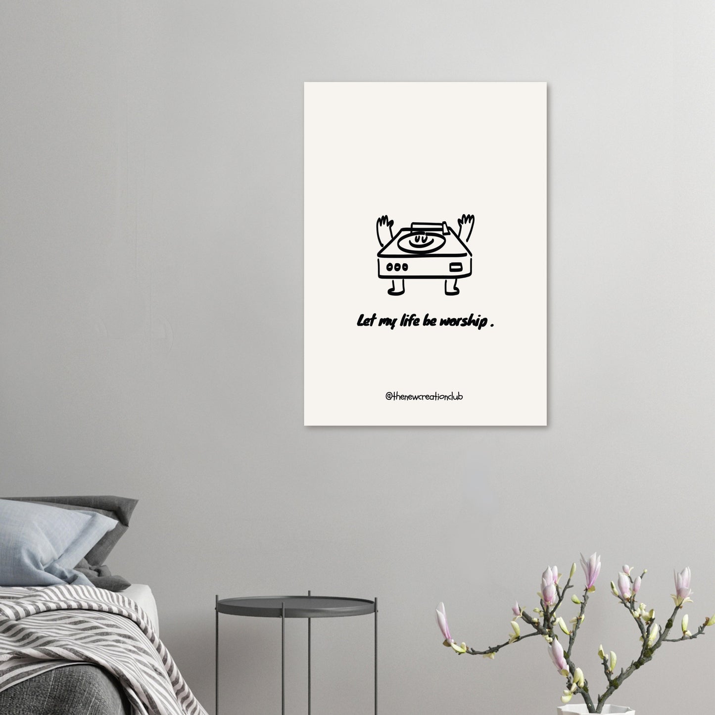 Inspirational Christian Poster – 'Let My Life Be Worship' – Modern Black and White Design