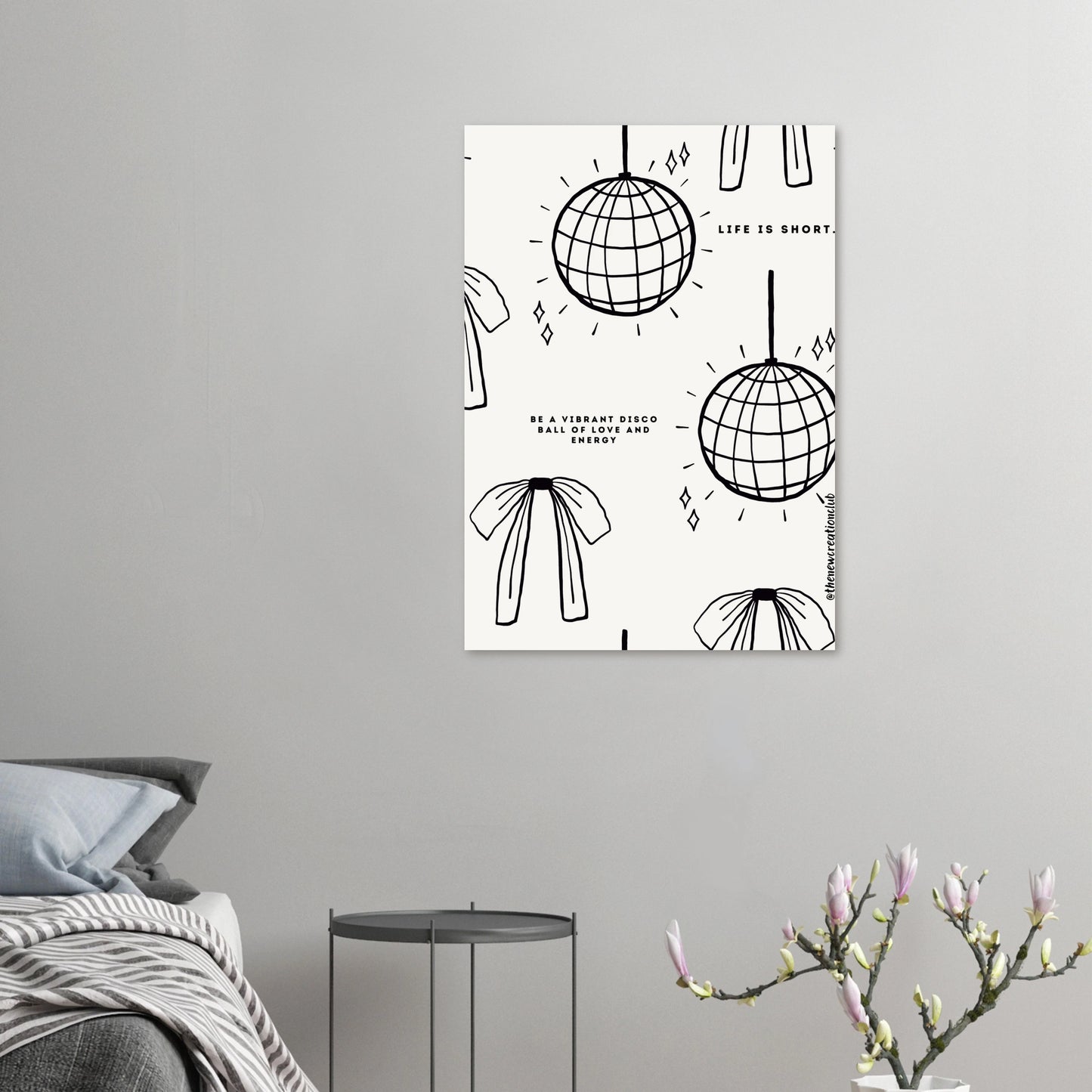 Inspirational Christian Poster - 'Life is Too Short' Vibrant Disco Ball Design