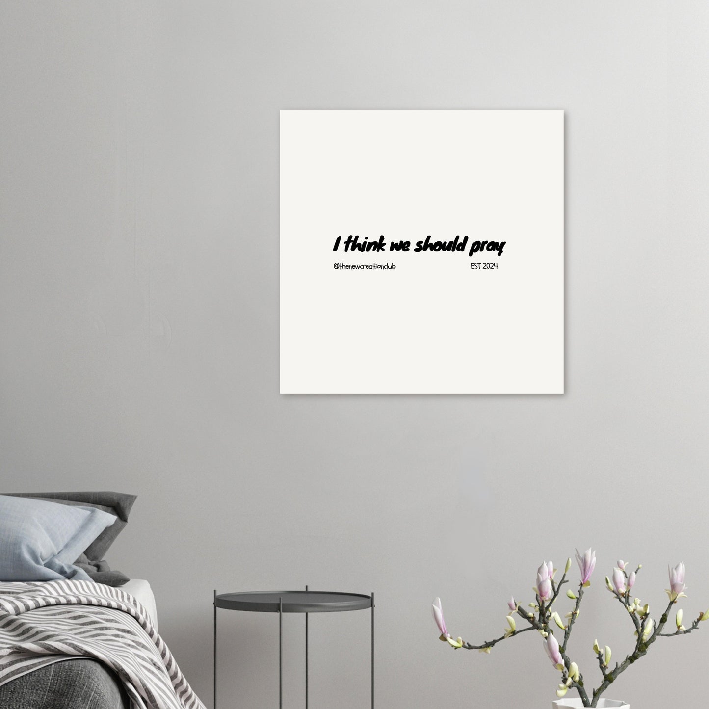 Christliches Poster mit Gebetsaufforderung – Minimalistisch in Schwarz-Weiß