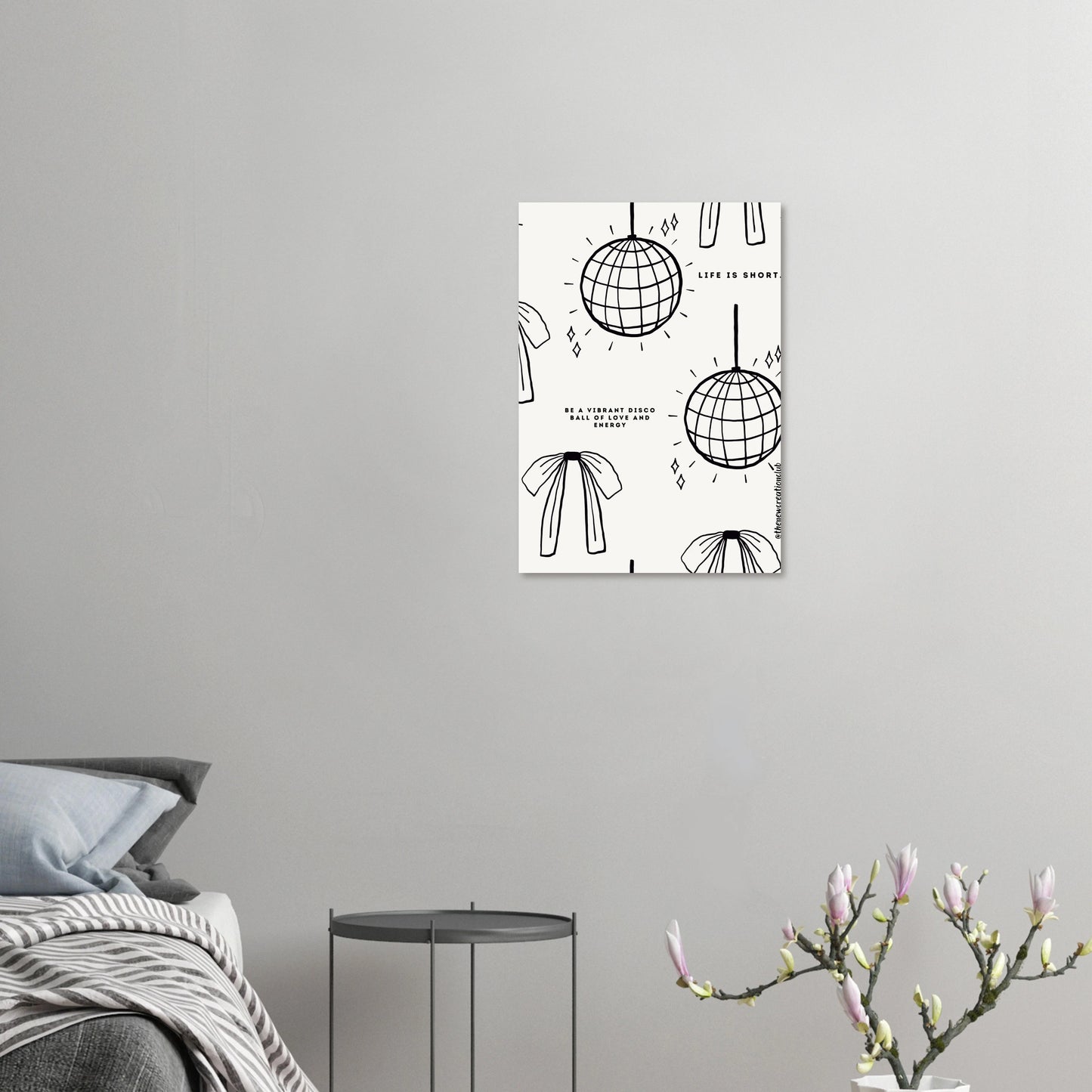 Inspirational Christian Poster - 'Life is Too Short' Vibrant Disco Ball Design