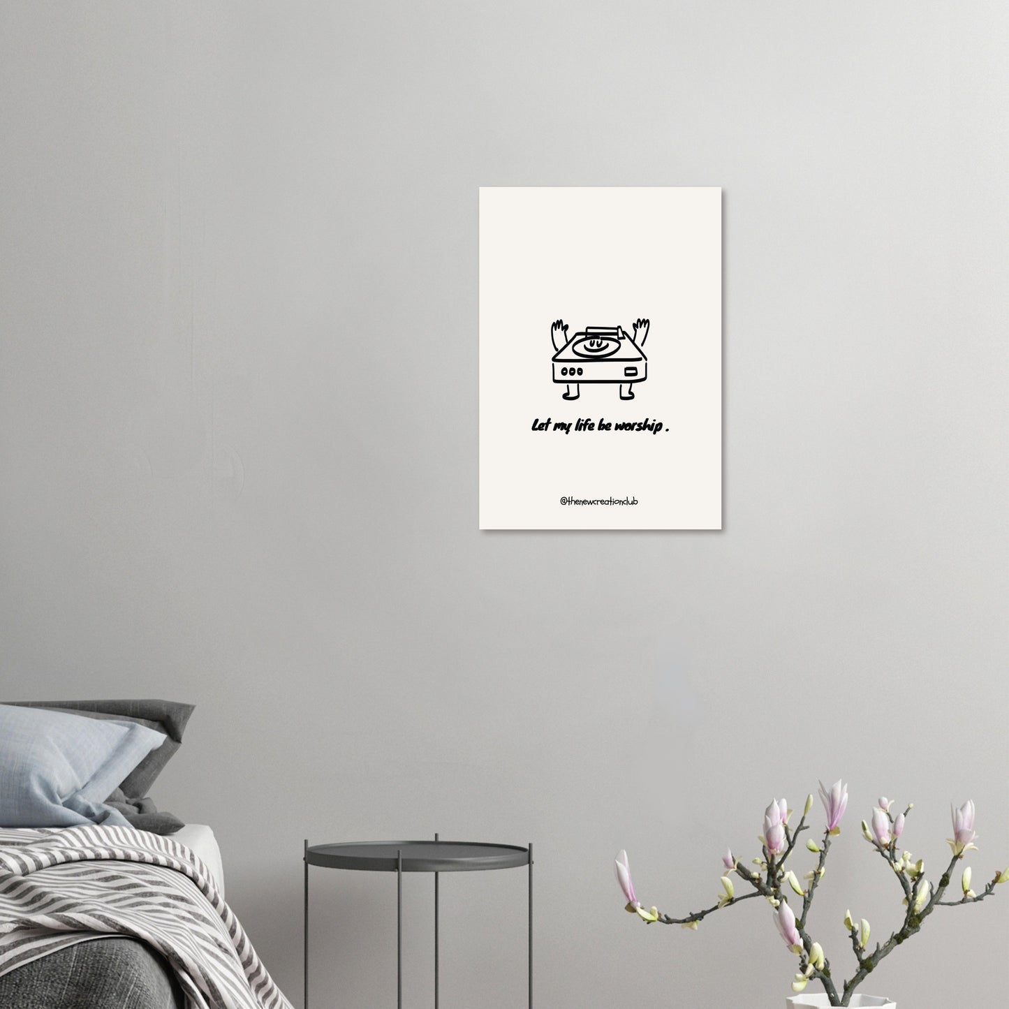 Inspirational Christian Poster – 'Let My Life Be Worship' – Modern Black and White Design
