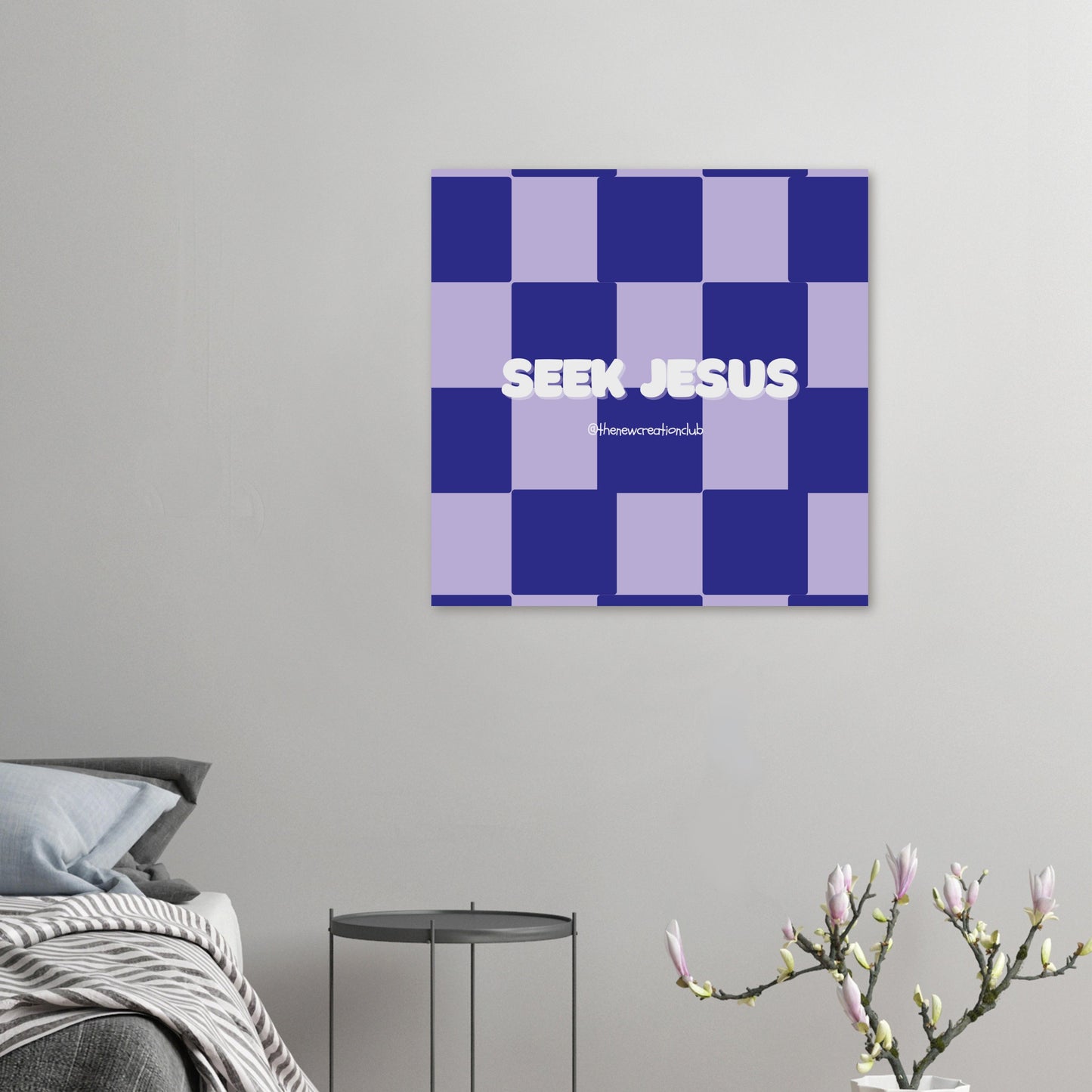 Inspiring Christliches Poster | 'Seek Jesus' Modern Design in Purple, Blue & White