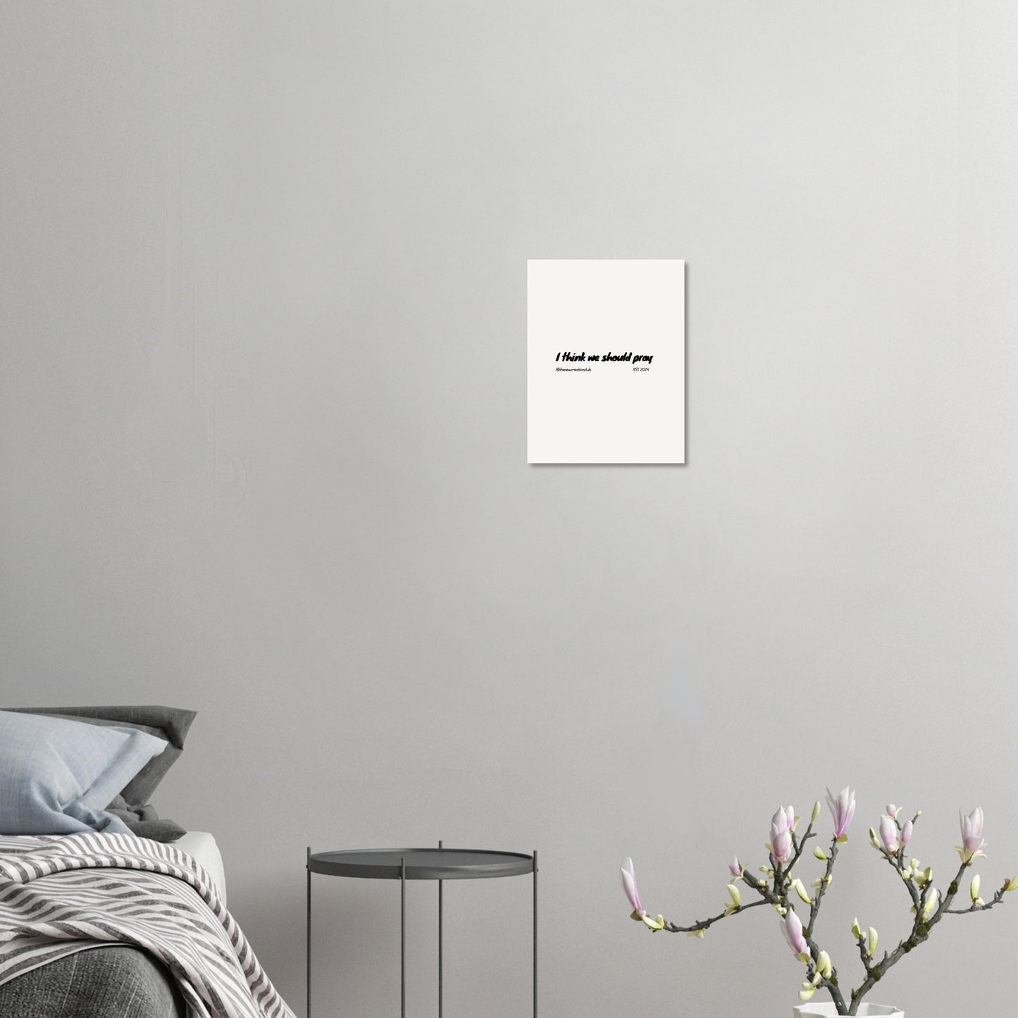 Christliches Poster mit Gebetsaufforderung – Minimalistisch in Schwarz-Weiß