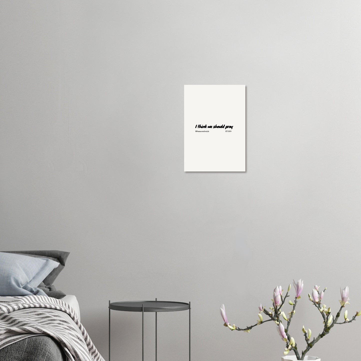 Christliches Poster mit Gebetsaufforderung – Minimalistisch in Schwarz-Weiß