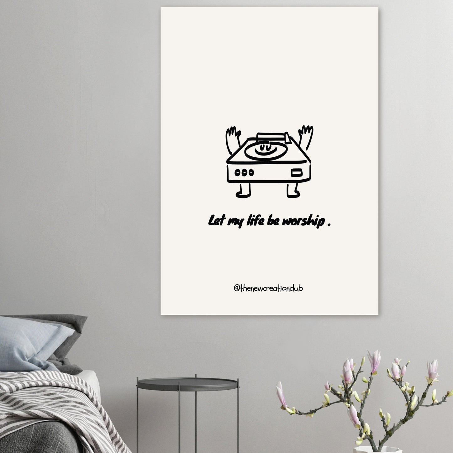 Inspirational Christian Poster – 'Let My Life Be Worship' – Modern Black and White Design
