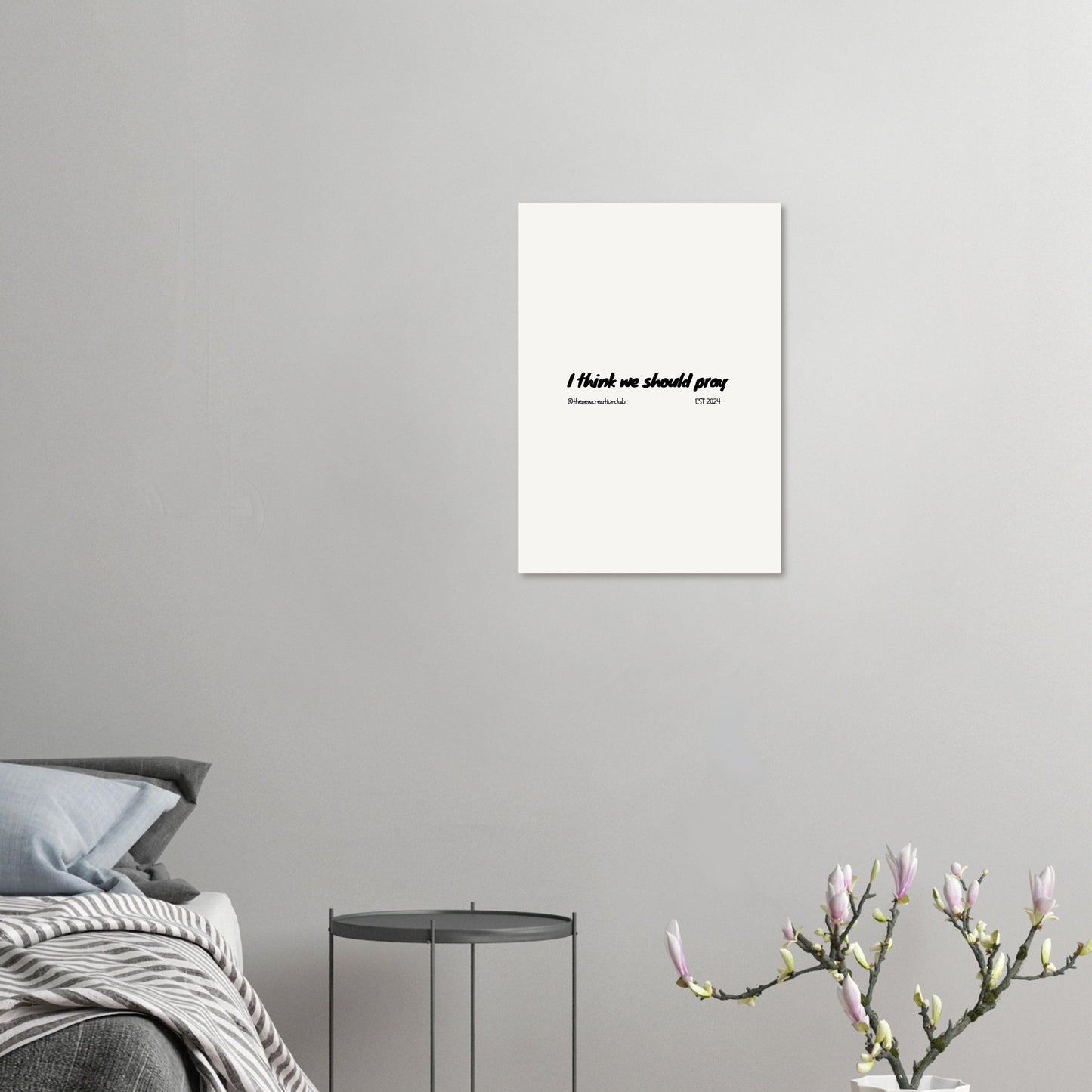 Christliches Poster mit Gebetsaufforderung – Minimalistisch in Schwarz-Weiß