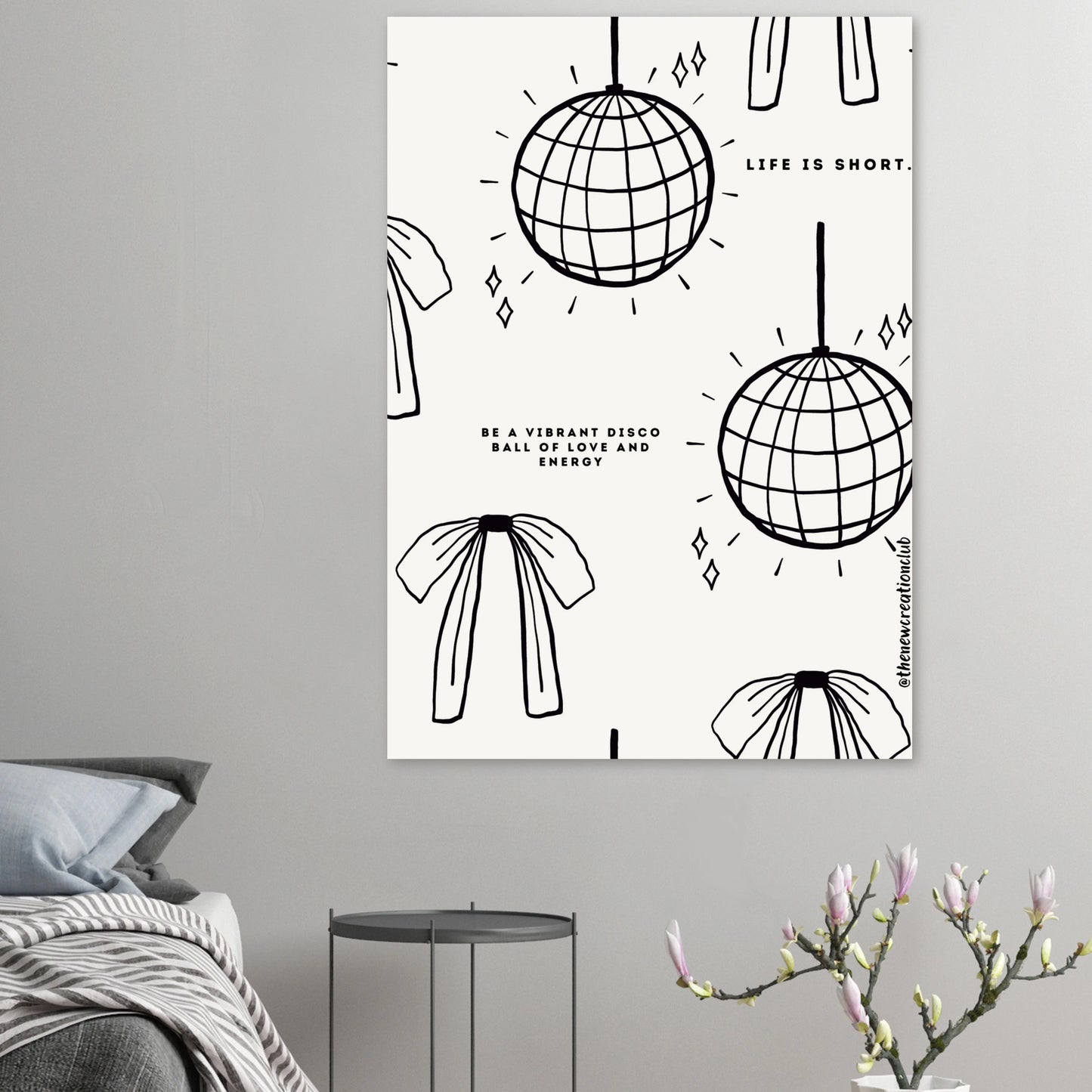 Inspirational Christian Poster - 'Life is Too Short' Vibrant Disco Ball Design