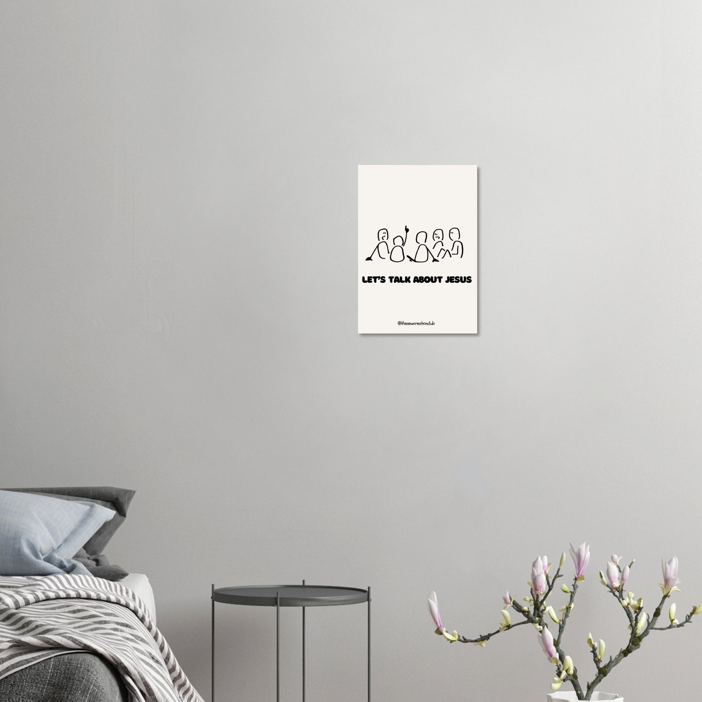 Christian Poster 'Let's Talk About Jesus' – Modern Minimalist Design in Black and White
