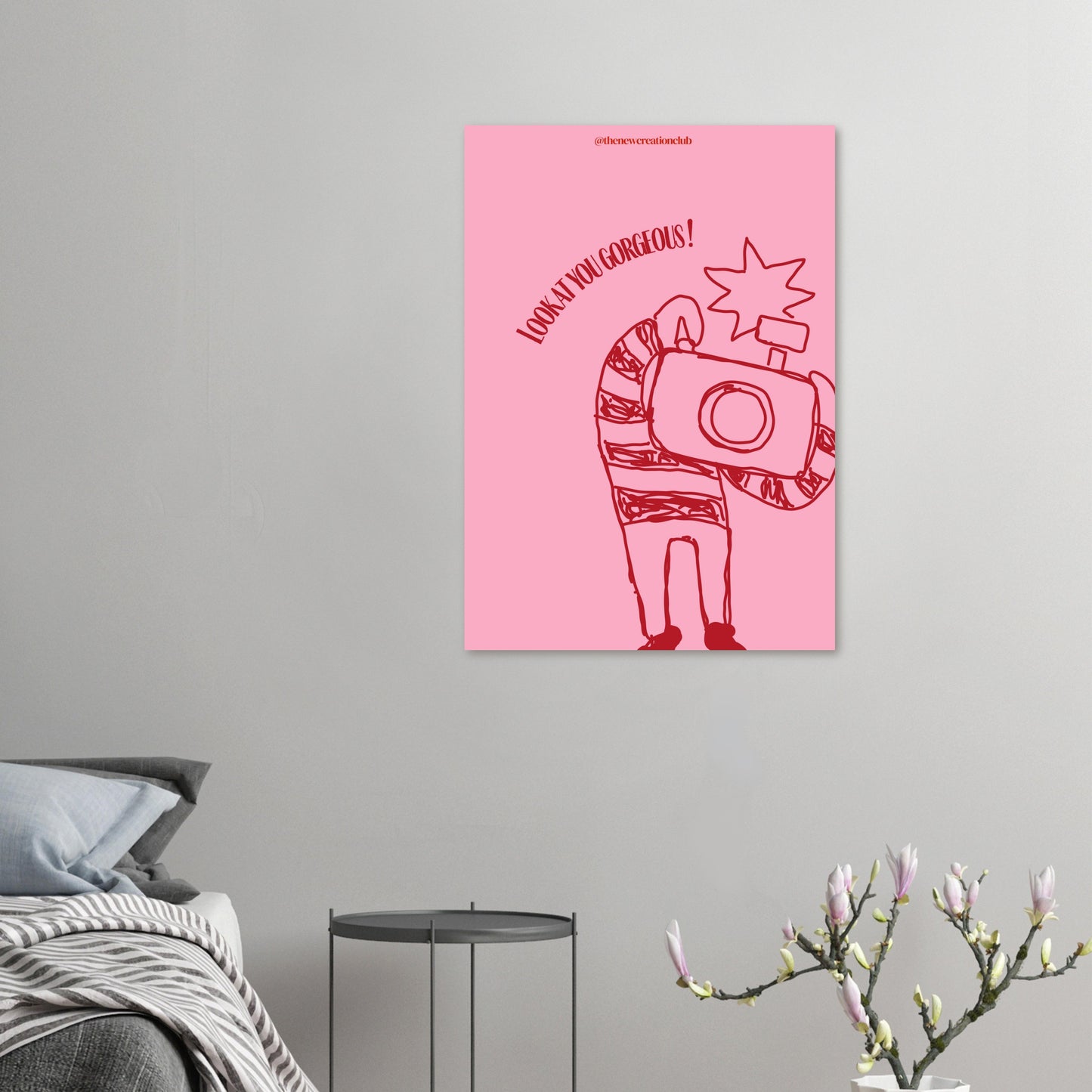 Inspirational Poster 'Look at You Gorgeous' - Modern Pink &amp; Red Design